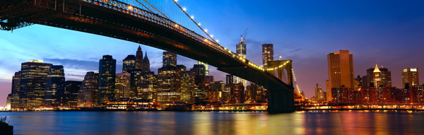 美丽布鲁克林大桥夜景图片