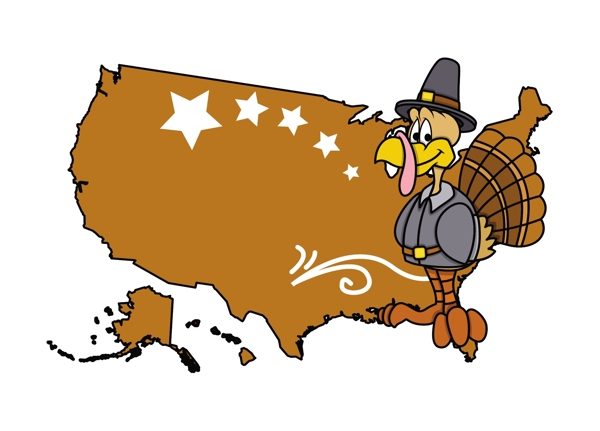土耳其鸟与美国地图
