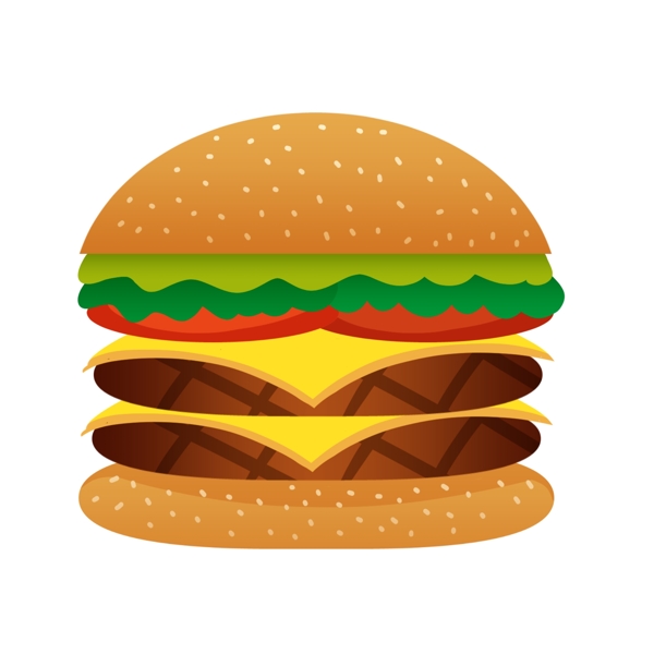 美味的小吃汉堡包插画