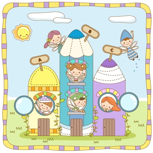 卡通兒童插畫矢量AI216