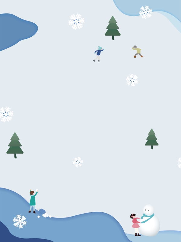 小清新冬季打雪仗背景