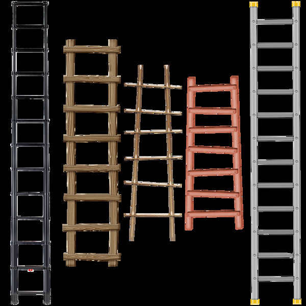 五种梯子免抠png透明图层素材