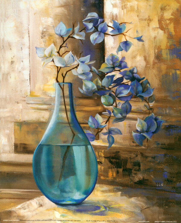 蓝色花瓶油画