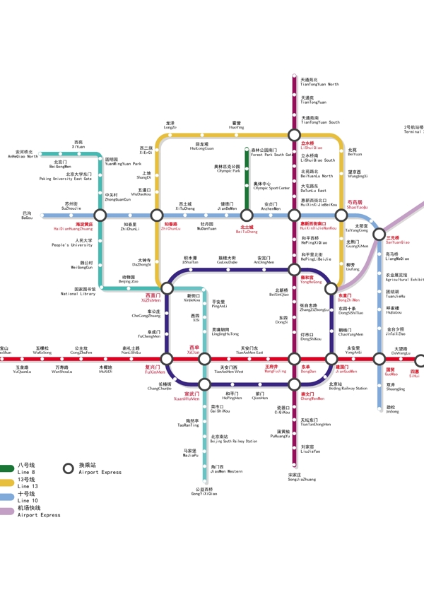 北京地铁线路图的矢量2009版