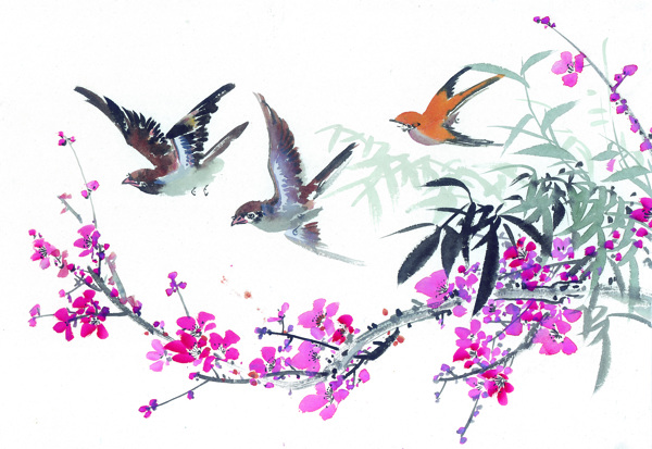 中华艺术绘画古画山水画动物绘画飞鸟中国古代绘画