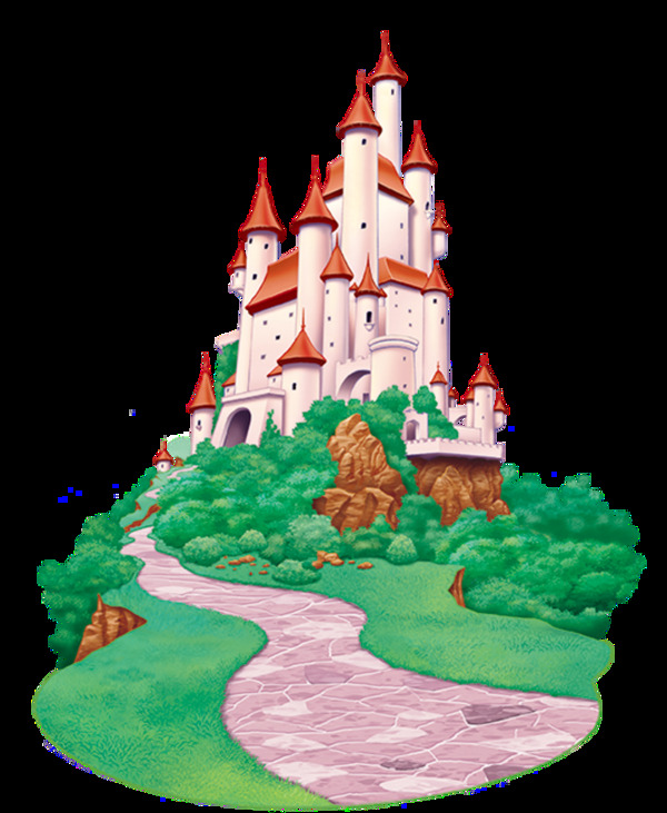 彩绘卡通童话城堡图案元素