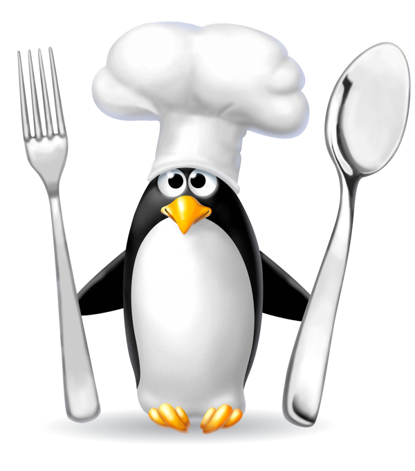 手拿餐具的厨师企鹅图片