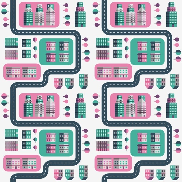 多款粉色道路插畫(huà)素材