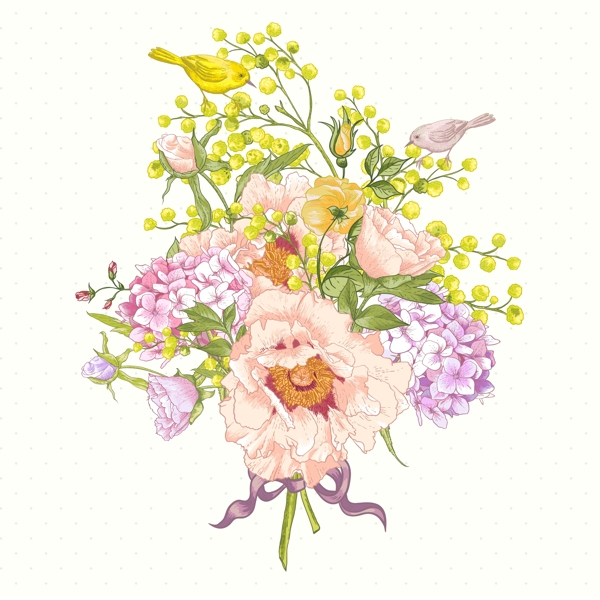 牡丹花手繪矢量素材