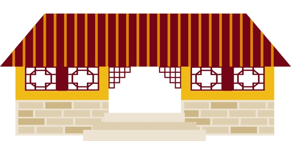 中国古代建筑物矢量手绘元素背景套图5