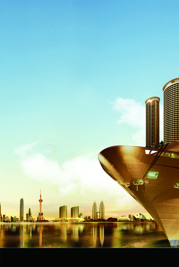 大氣金色郵輪背景