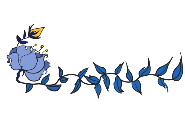 蓝色的鲜花分割线插画