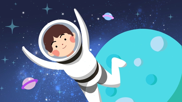 太空人宇航員宇宙星球卡通背景