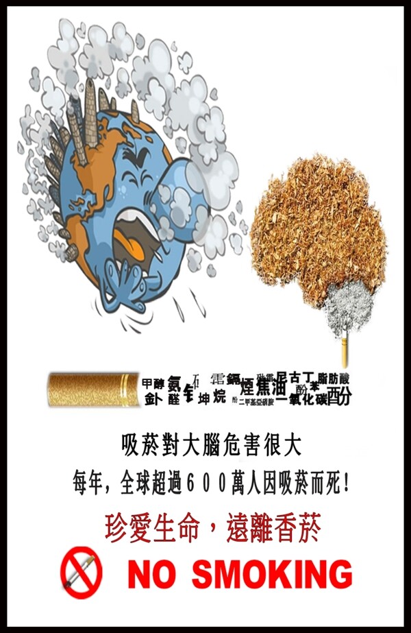 烟害宣导地球咳嗽抽烟焦油尼古丁