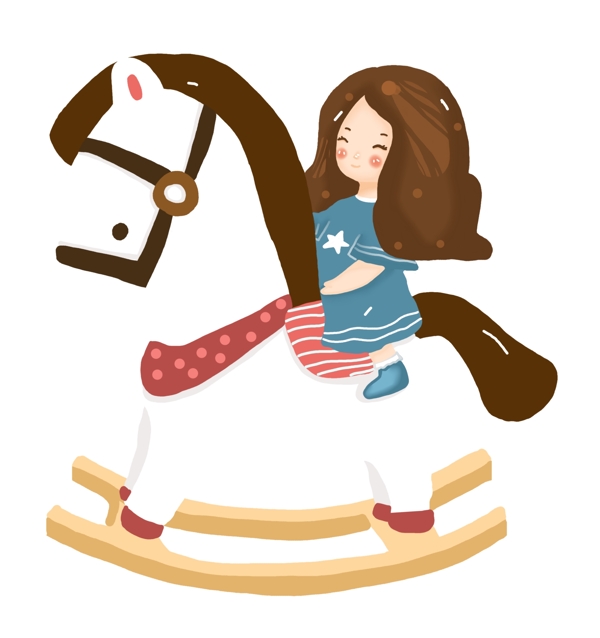 骑木马的小女孩儿童节