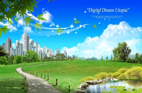 自然風(fēng)情現(xiàn)代插圖分層素材PSD格式0321