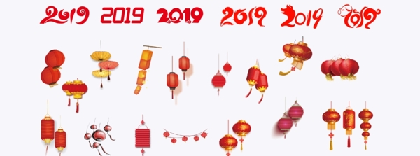 2019猪年春节灯笼元素