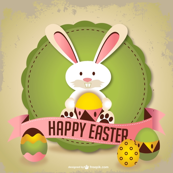 复活节兔子被巧克力蛋所包围
