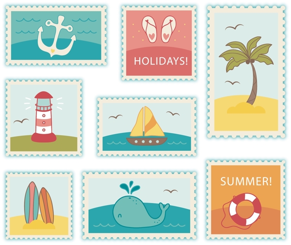 海洋元素邮票