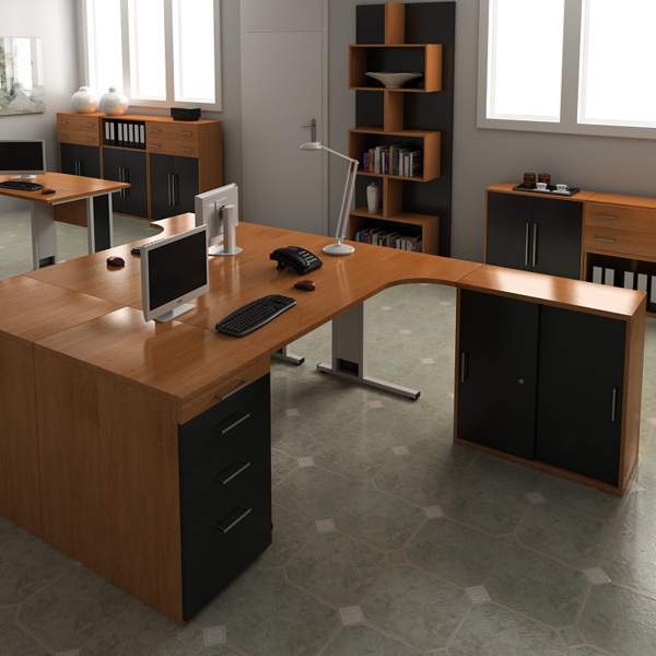 现代板式办公桌模型下载