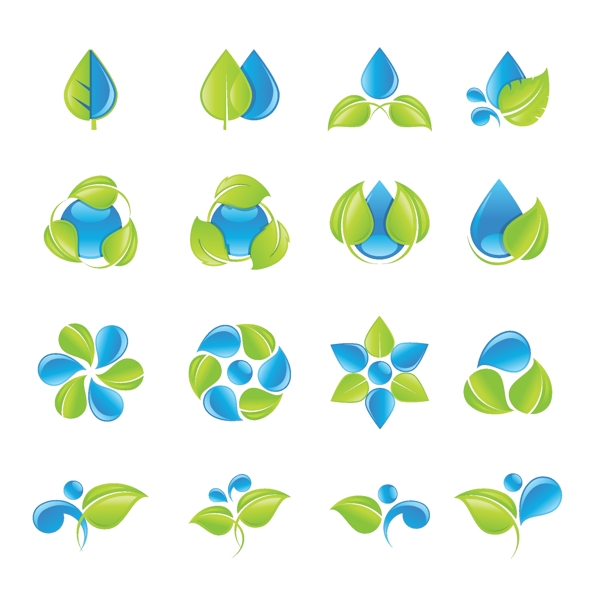 绿叶和水滴logo设计