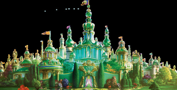 漂亮绿色城堡免抠png透明图层素材