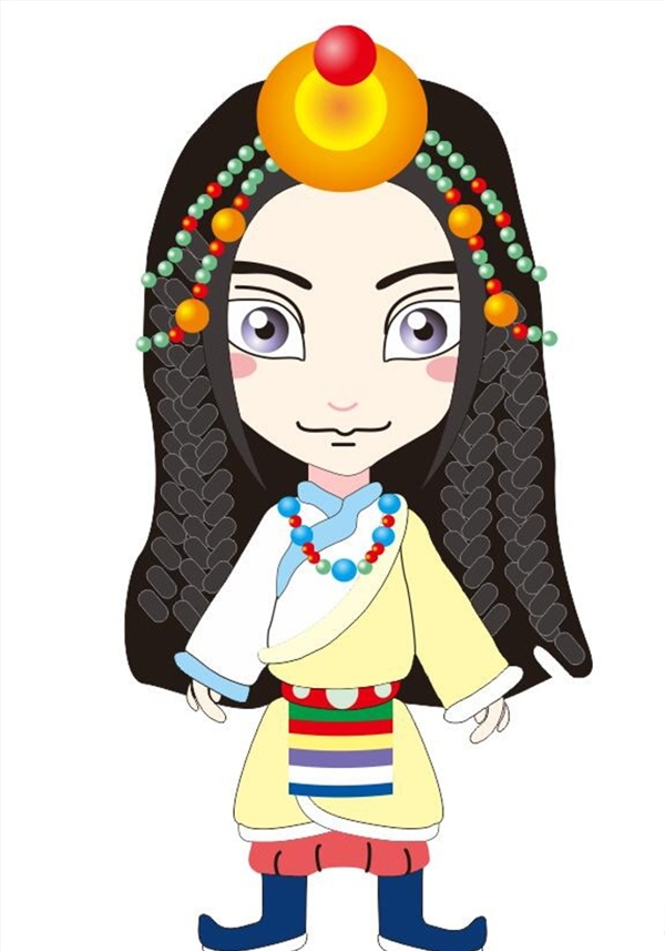 卡通藏族少女