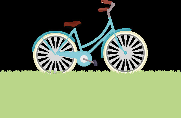 草地自行车插画免抠png透明图层素材