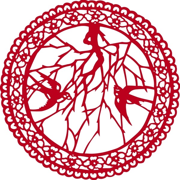 印花矢量圖動(dòng)物鳥類樹色彩免費(fèi)素材