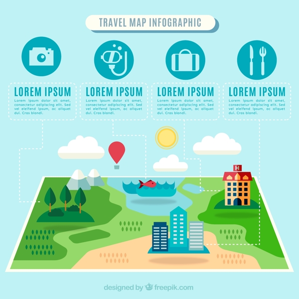 创意旅行地图信息图矢量素材