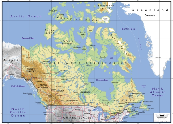 矢量世界地图精致的材料加拿大地图