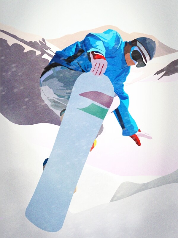 唯美冬季之帅哥雪山滑雪极限运动