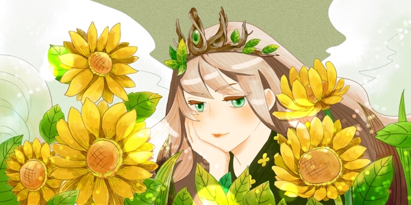 森林公主向日葵美丽心情