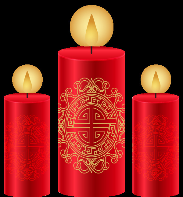红色蜡烛装饰png元素