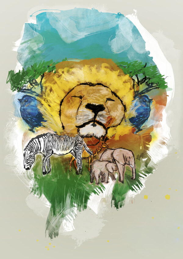 位圖靚仔裝抽象動物T恤圖案免費素材