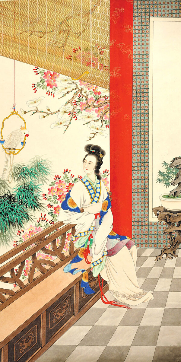 貴妃戲鸚圖圖片