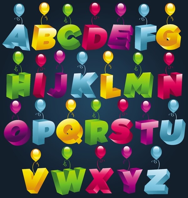 3D立体字母数字矢量素材
