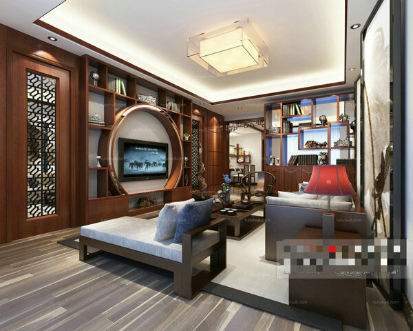 中式客厅设计素材3D模型
