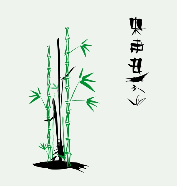 日本竹墨水插畫矢量