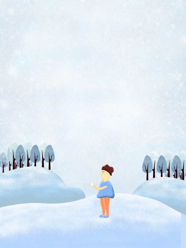 彩绘冬季雪地背景