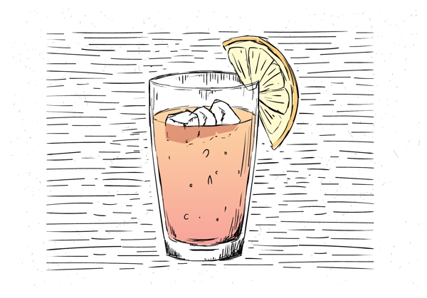 清新手繪冷飲果汁插畫