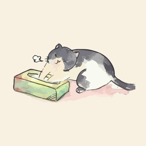 印花矢量圖卡通藝術效果水彩動物免費素材