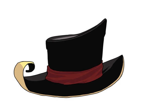 黑色红缎带魔术帽魔法帽PNG图片