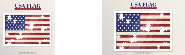 美国国旗用拼图制作的背景