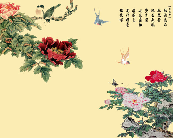 牡丹装饰背景墙