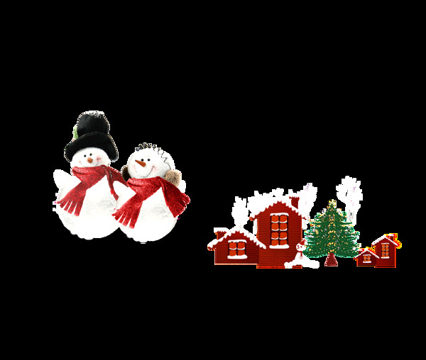 圣誕雪人村莊裝飾圖案