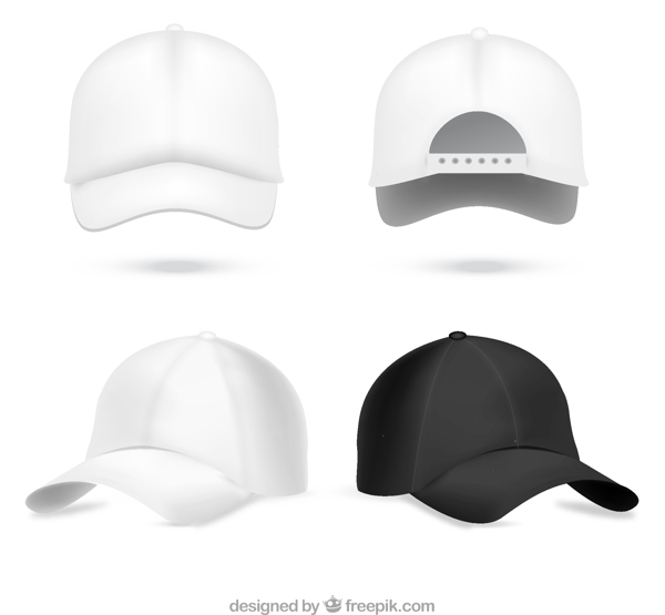 4款棒球帽设计矢量素材
