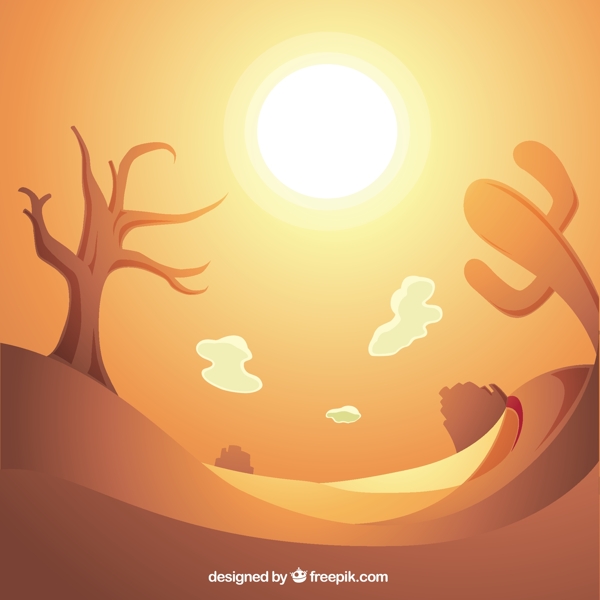 闪亮的背景沙漠与仙人掌