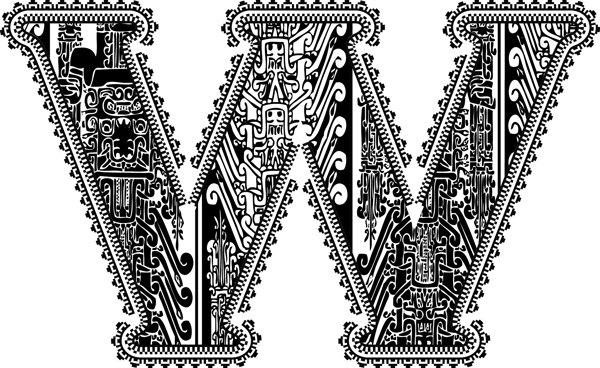 古字母W矢量插畫