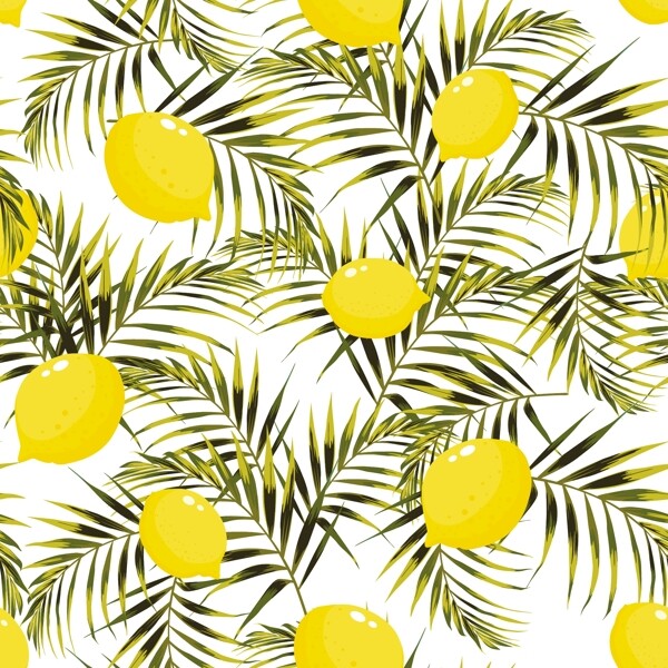 柠檬热带树叶矢量分层图片